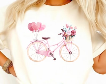 Vintage Bike PNG – Floral Bicycle Sublimation Art – Watercolor Retro Bike Digital Download