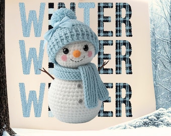 Faux Yarn Snowman PNG: Winter Season Sublimation Design