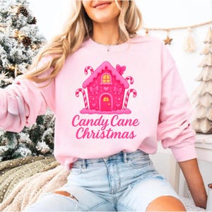 Candy Cane Christmas PNG, Pink Gingerbread House Sublimation, Retro Kawaii Christmas Clipart, Digital Download