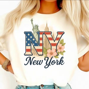 New York PNG, NY State Sublimation Design, Liberty Statue Retro Art, American Flag Aesthetic