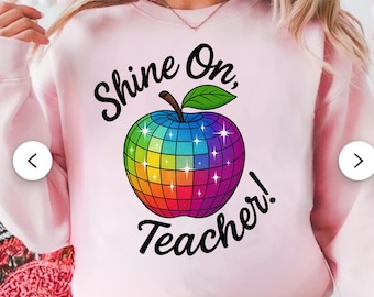 Bola de discoteca de manzana PNG: Regalo retro de agradecimiento al profesor (Descarga digital)