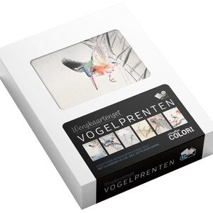 Wenskaartenset Vogelprenten - 12 Dubbele wenskaarten met enveloppen - Wenskaarten zonder tekst