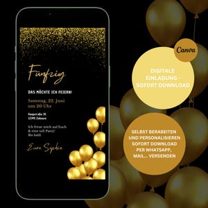Compleanno di invito digitale | Anno personalizzabile | Invito WhatsApp con e-card personalizzabile | Cellulare invito compleanno | Compleanno