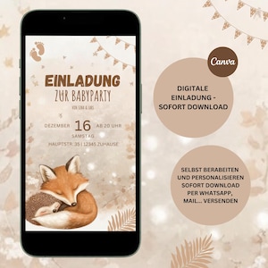 Digitale Einladung Babyparty | personalisierbare E-Card WhatsApp Einladung |Babyparty | Einladung zur Babyparty | werdende Eltern Einladung