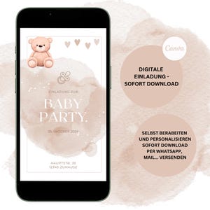 Digitale Einladung Babyparty | personalisierbare E-Card WhatsApp Einladung |Babyparty | Einladung zur Babyparty | werdende Eltern Einladung