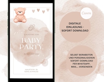 Digitale uitnodiging babyshower | Personaliseerbare e-card WhatsApp-uitnodiging | Uitnodiging voor babyshower | Uitnodiging voor aanstaande ouders