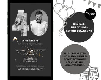 Digital invitation 40th birthday | 40 years | personalizable e-card WhatsApp invitation | birthday invitation mobile | 40 years birthday