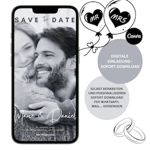 Reserva la fecha | boda | Tarjeta electrónica personalizada de invitación de WhatsApp | Plantilla para guardar la fecha en dispositivos móviles | invitación de boda | Nos vamos a casar