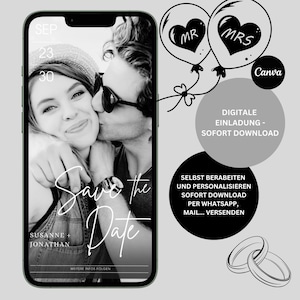 Noteer de datum | huwelijk | gepersonaliseerde e-card WhatsApp-uitnodiging | Bewaar de datum sjabloon mobiel | huwelijksuitnodiging | wij gaan trouwen