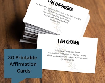 Christian Affirmation Cards: Scripture Verse Encouragement (PDF Download)