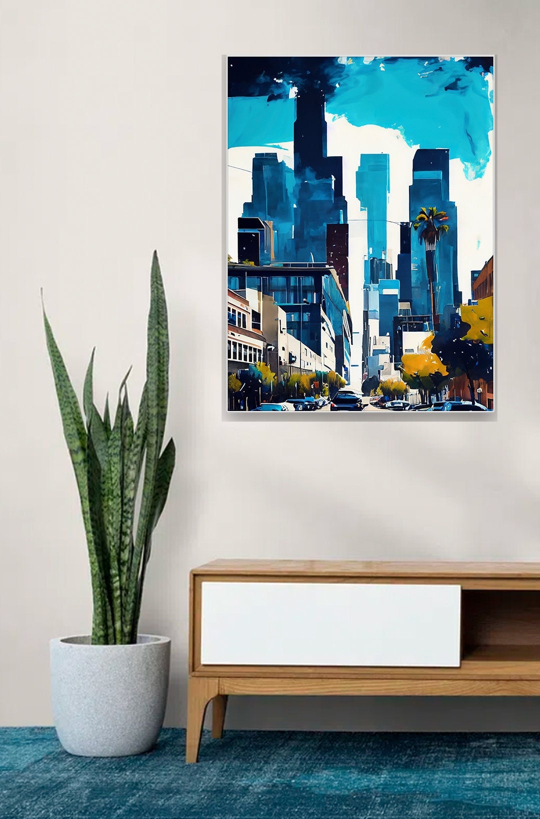 Modern Art Los Angeles Landscape Abstract Painting Printed Etsy
