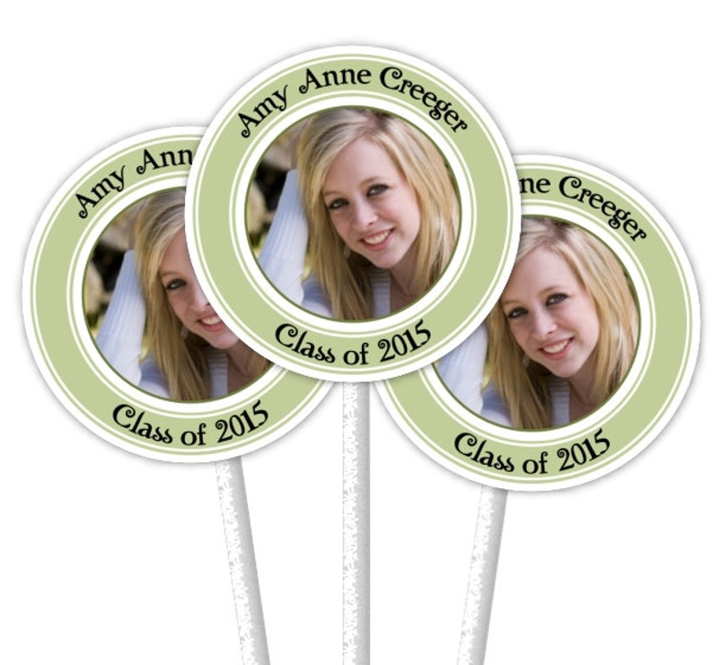 24 Cupcake Toppers, Graduation Cupcake Toppers, Graduation Photo Cupcake Toppers, Grad Cupcake Toppers image 1