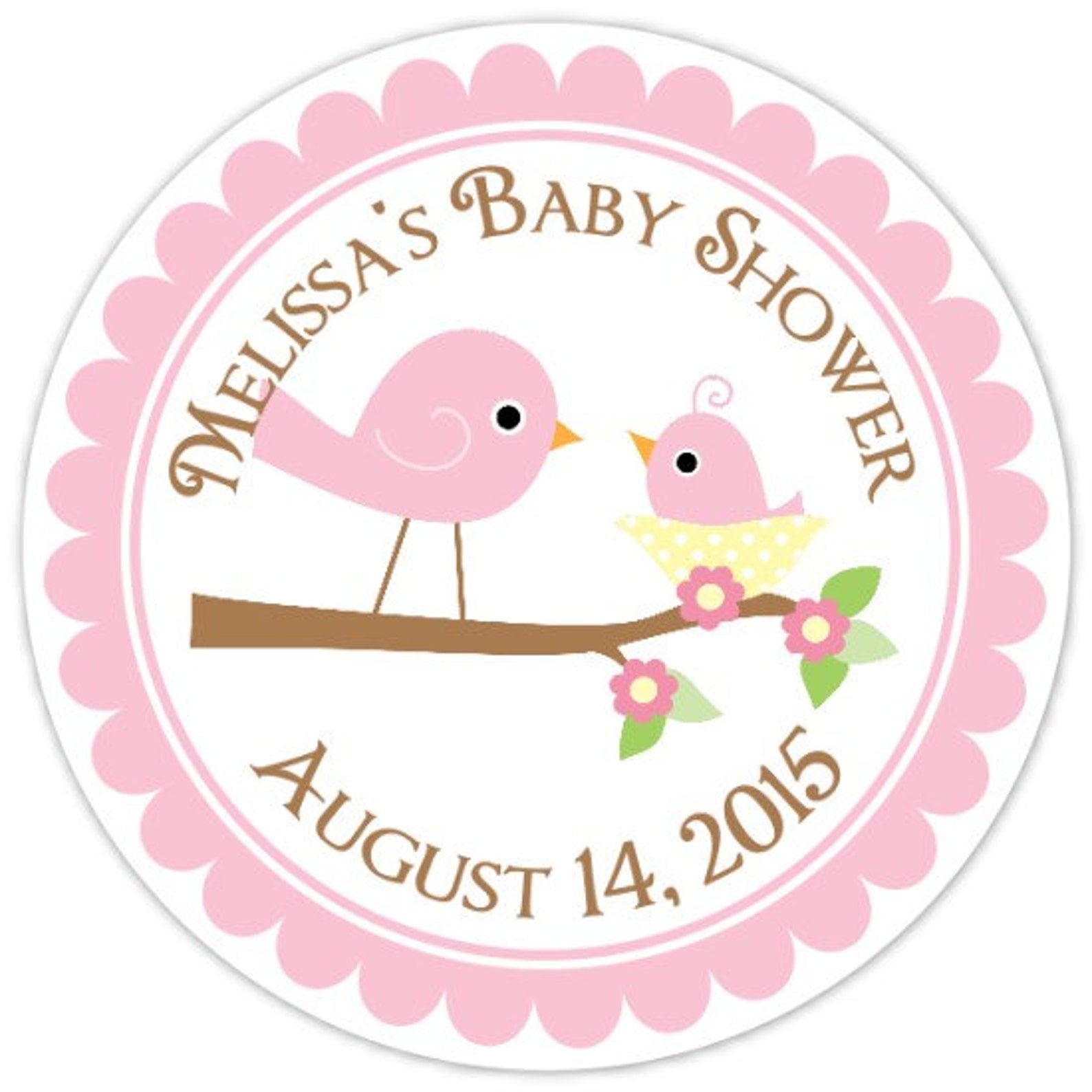 Baby Birds Baby Shower Labels Mommy and Baby Bird Custom Baby | Etsy