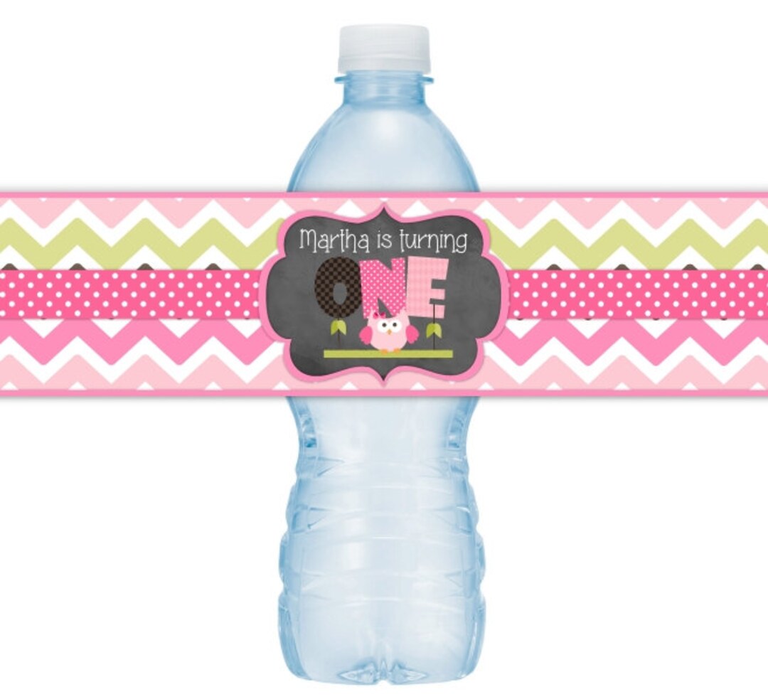 Custom 1st Birthday Water Bottle Labels, Owl Birthday Water Bottle ...