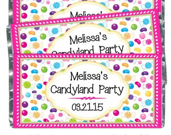 Candy Shoppe Birthday Party Candy Wrappers, candy design birthday candy wrappers -  fit over 1.55 oz chocolate bars