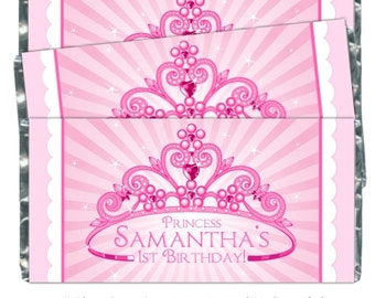 Princess Birthday Candy Wrappers, Princess Candy Wrappers, 1st Birthday Princess Favors, Princess Wrappers, fit over 1.55 oz chocolate bars