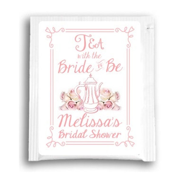 32 Floral Bridal Shower Tea Bag Favors, Custom Tea Bags, Customized Tea Favors for Wedding Shower Tea Favors, Tea with Bride to Be