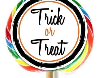 Happy Halloween Stickers, Trick or Treat stickers, Extra Large Stickers, Halloween Party Favors, 3.3 in round, Fit on 4 in whirly pops