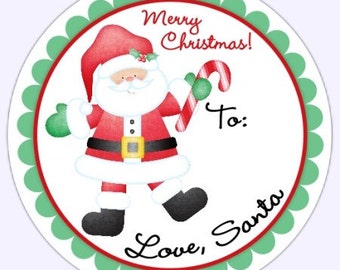 Custom Holiday Round Labels, From Santa Stickers - 2.5 inch round - Santa Labels