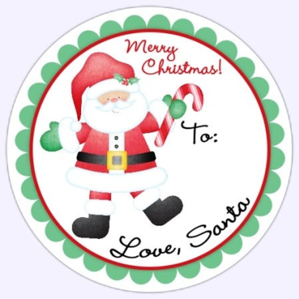 Custom Holiday Round Labels, From Santa Stickers - 2.5 inch round - Santa Labels