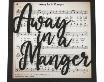 Away In A Manger Wood Sign, Lovely Hymn Sign, Great Gift Idea