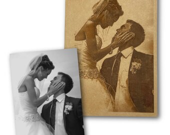 Custom Photo Laser Engraved on Wood, Wood Engraving, Custom Wood Portrait, 8x10 Size, Perfect For A Gift