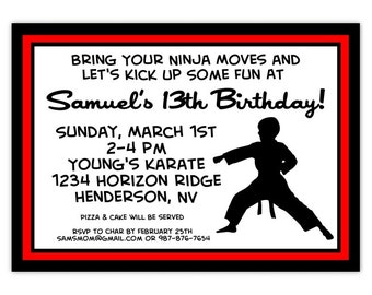 Tae Kwon Do Invite Etsy