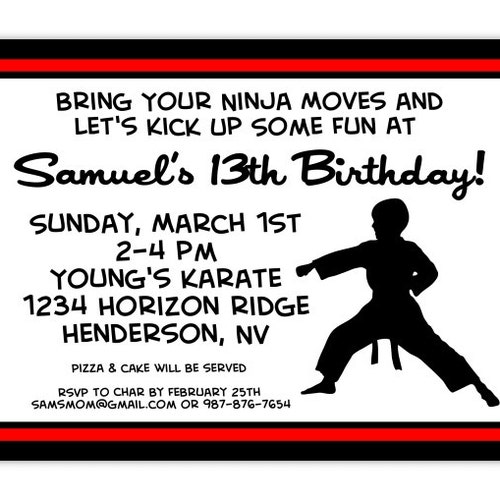 Editable Karate Birthday Party Invitation Template Tae Kwon - Etsy