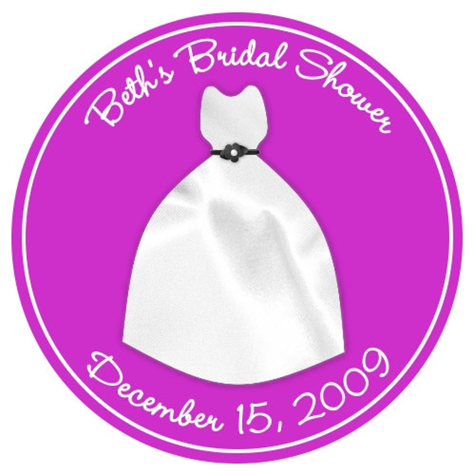 Custom Bridal Shower Labels Ivory Wedding Dress on Teal Etsy