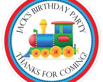 Train Birthday Labels, Personalized Train Stickers, Birthday Decoration, Train Favors, Train Party Favors