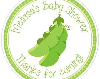 36 Custom Baby Shower Stickers, Peas in a Pod Baby Shower Party Favors, Green Pea Baby Shower Labels