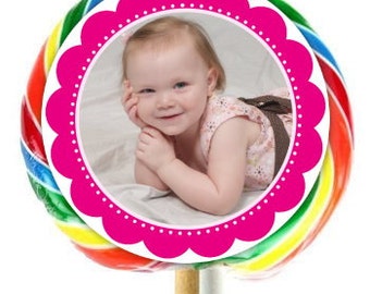 Photo Birthday Labels, Lollipop Stickers, Birthday Decoration Stickers, Extra Large Personalized Stickers, Fit on WHIRLY LOLLIPOPS