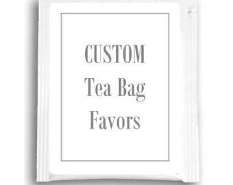 150 Custom Tea Bag Favors, Customized Tea Favors for Wedding Shower, Ladies Day, Business, or your special event