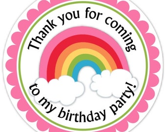 Rainbow Birthday Labels, Rainbow Stickers, Birthday Decoration, Personalized Children Stickers
