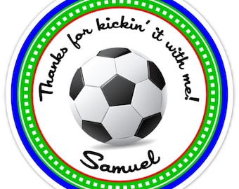 36 Custom Soccer Birthday Labels, Boy's Soccer Birthday Stickers