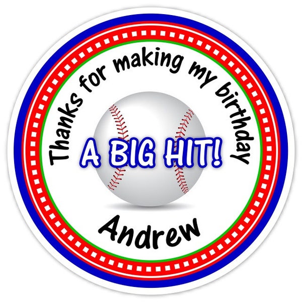 Custom Baseball Birthday Labels, Boy's Baseball Stickers, Baseball Stickers - Personalized for YOU