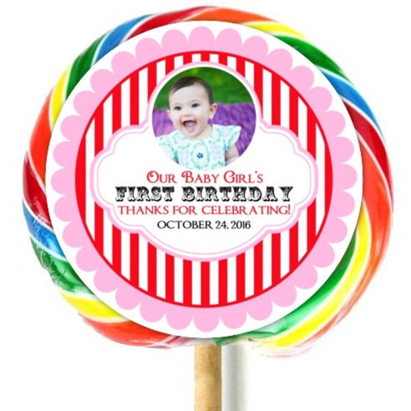 Fête d’anniversaire carnaval, Photo sucette autocollants, Stickers anniversaire cirque, Extra Large autocollants personnalisés, s’adapter sur des sucettes WHIRLY