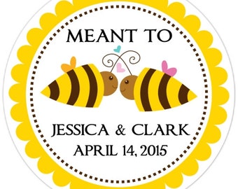 Bridal Shower Labels, Custom Wedding Stickers or Bridal Shower Stickers, Meant To Bee Stickers - Personalized for YOU