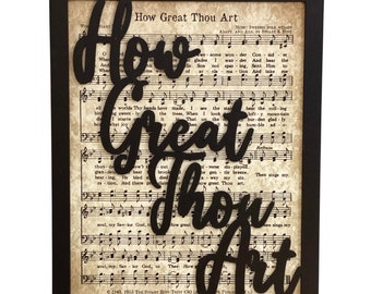 How Great Thou Art Wood Sign, Hymn Sign, 8x10, Great Gift Idea, Home Decor Sign for Mantle or Bookshelf