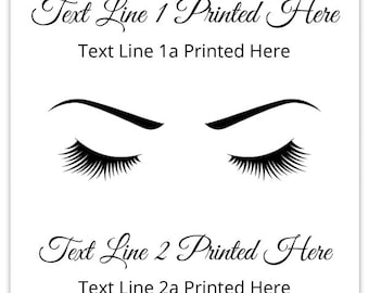 2 Inch Square Custom Eyelash Logo Labels, Script Font, Personalized for your Business
