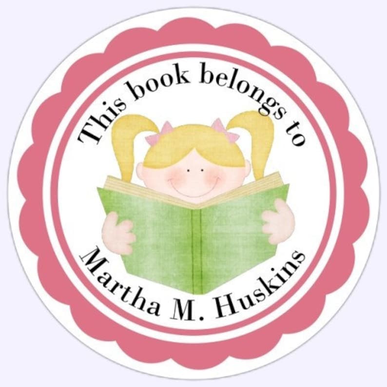 36 Custom Book Belongs To Stickers, Bookplate Labels, Personalized Stickers for Children 2.5 inch round image 1