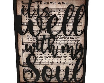 It Is Well With My Soul Wood Sign, Hymn Sign - 5x7, Great Gift Idea, Home Decor Sign for Mantle or Bookshelf, Christan Gift