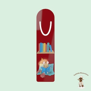 Cozy Reading Bookmark, Cute Mouse Design, Book Lover Gift, Personalized Bookmark, Reading Accessories, Unique Book Page Marker