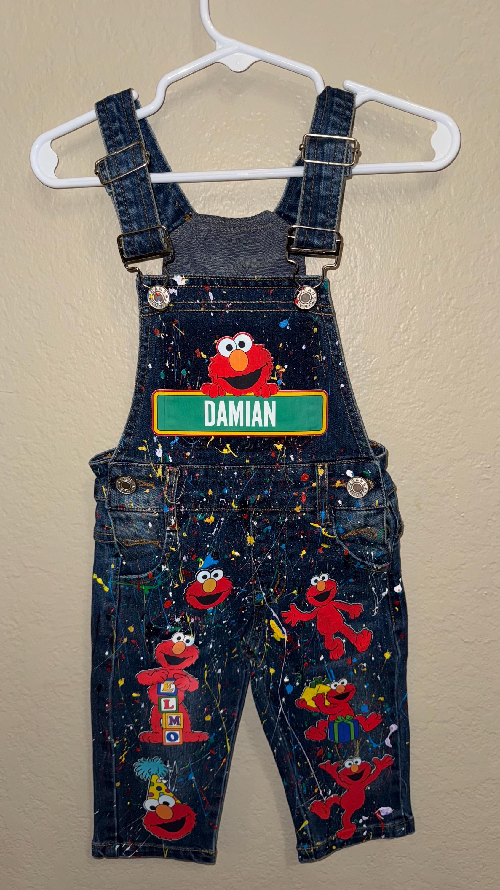 Custom Elmo Overalls, Overalls Birthday Outfit, Custom Overalls  display picture 1