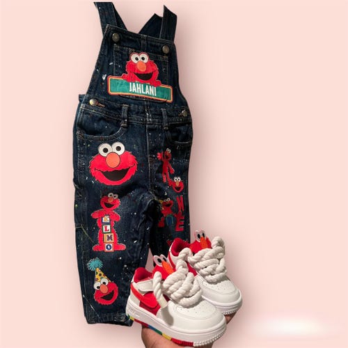 Custom Elmo Overalls, Overalls Birthday Outfit, Custom Overalls  display picture 1