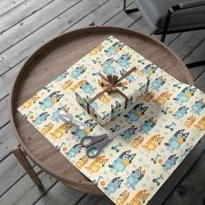 Papel de regalo con temática azul caprichosa / Ideal para cumpleaños, baby showers y festividades / Envoltorio ecológico