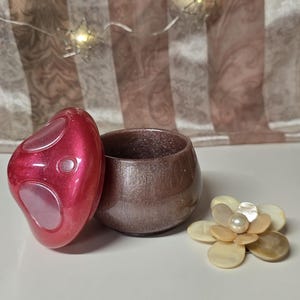 Resin mushroom Jar, Boho, cottage decor, fairy core, mushroom lover, jewelry holder, mushroom decor, handmade jar, unique gift, trinket jar