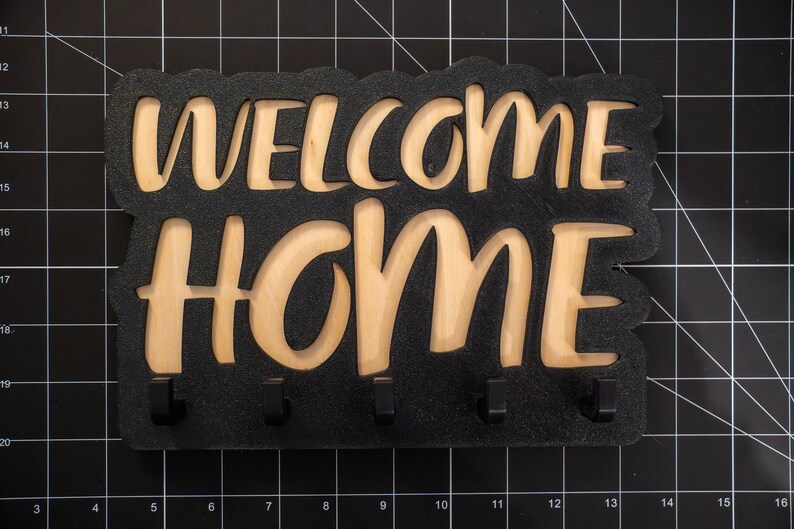Welcome Home Key Sign Welcome Home Key Holder, 3D Printed Wall Sign With Wood Letter Inlay, 5 ...
