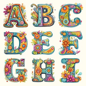 26 Floral Letters Alphabet PNG Clipart – Watercolor Monogram SVG and ...