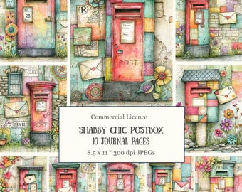10 Nostalgic Postbox Junk Journal Pages • Shabby Chic Floral Letters and Flowers • Cottagecore Scrapbooking Ideas • Vintage Mail Art Pages
